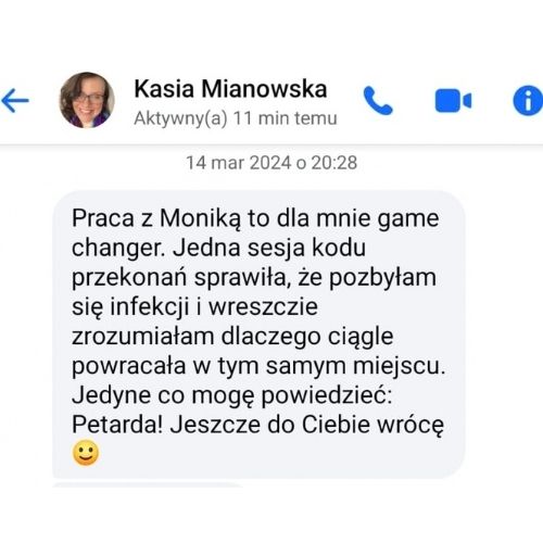 Opinia klientki po sesji Kodu Przekonań