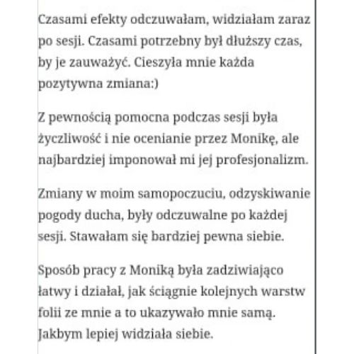 Opinia klientki po sesji Kodu Przekonań
